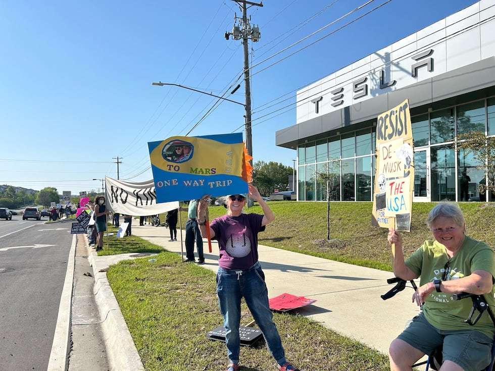 Tallahassee ‘Tesla Takedown’ protesters denounce Musk, Trump, DOGE cuts