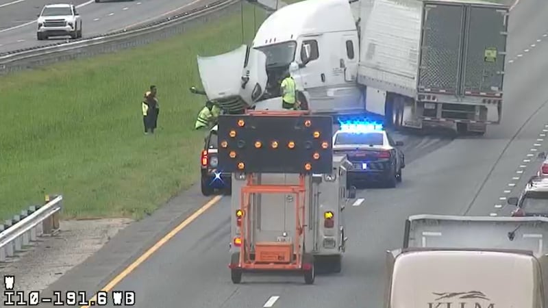 Traffic was interrupted Wednesday afternoon when a semi-truck was jackknifed on I-10 westbound...