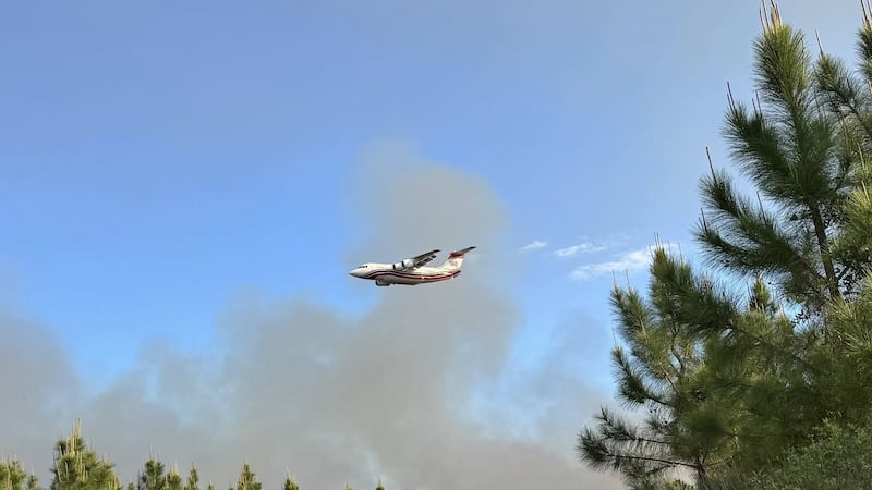 This photo shared by the Dixie County Sheriff's Office Facebook page shows crews battling a...