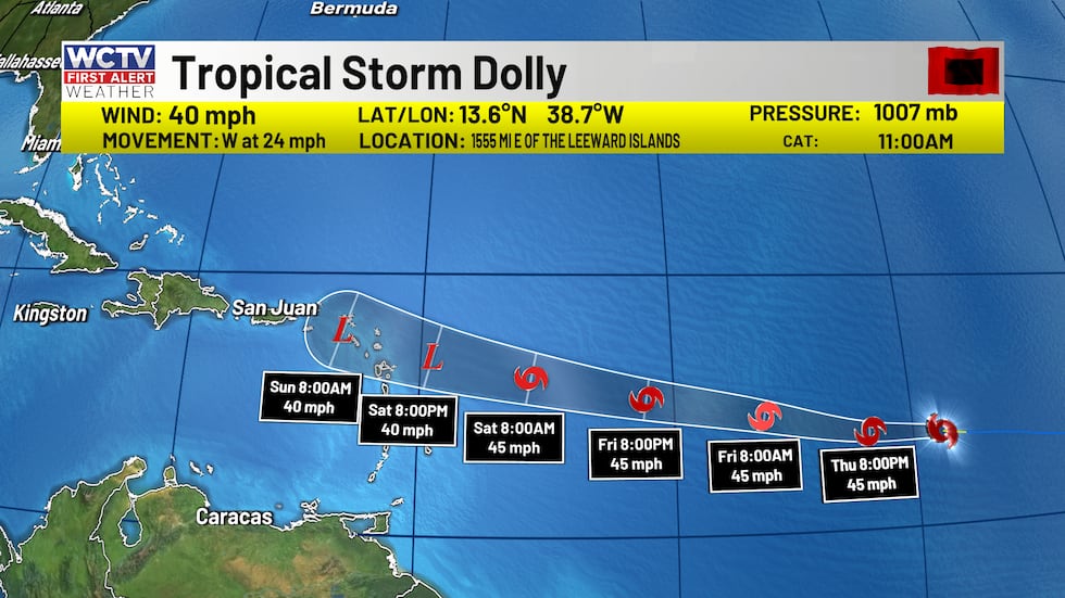 Tropical Storm Dolly forms in eastern Atlantic
