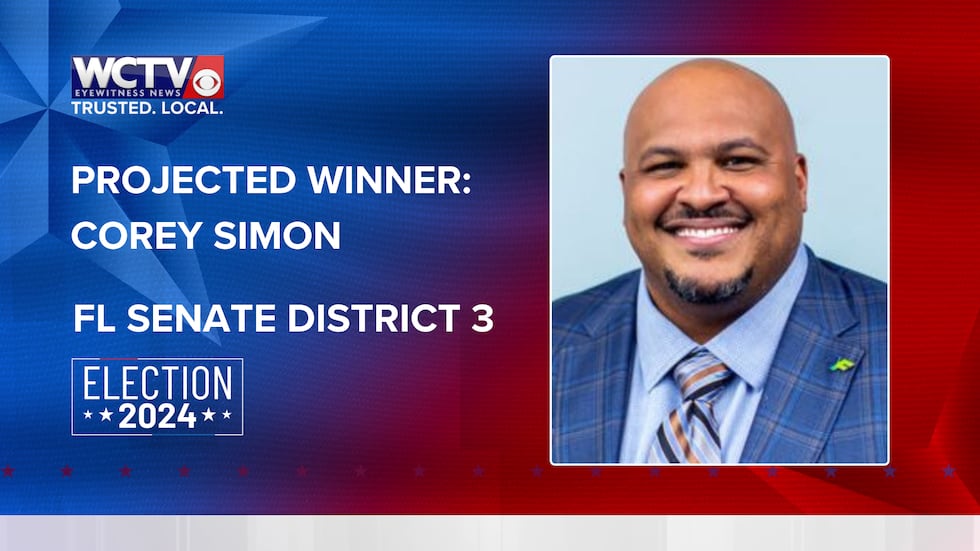 Republican Corey Simon is the projected winner of the Florida Senate, District 3 race, per the...
