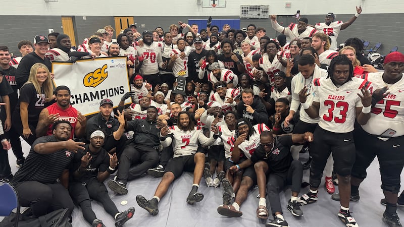 Blazers win 47-44 in OT over West Florida to win their third straight conference title.