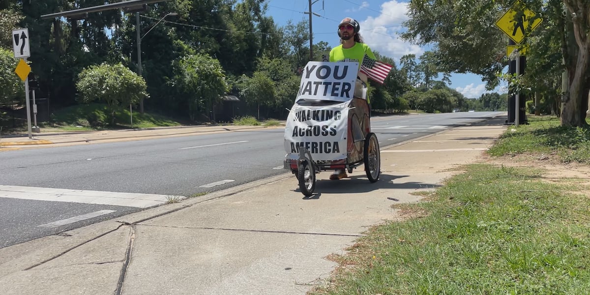 Man walking across America for mental health, drug addiction reaches the Florida Capitol Man walking across America for mental health, drug addiction reaches the Florida Capitol