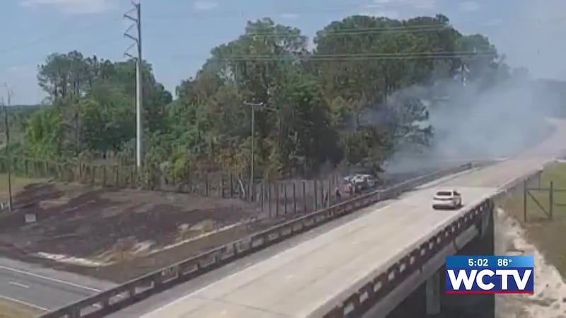 The fire was near the High Bridge Road overpass at mile marker 183.
