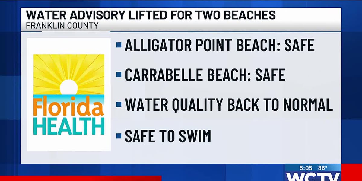 Water quality advisories lifted for Carrabelle, Alligator Point beaches, Florida DOH says